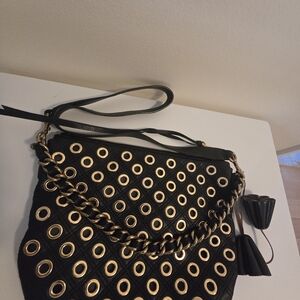 Marc Jacobs Black Hobo Bag with Gold Chain Accents